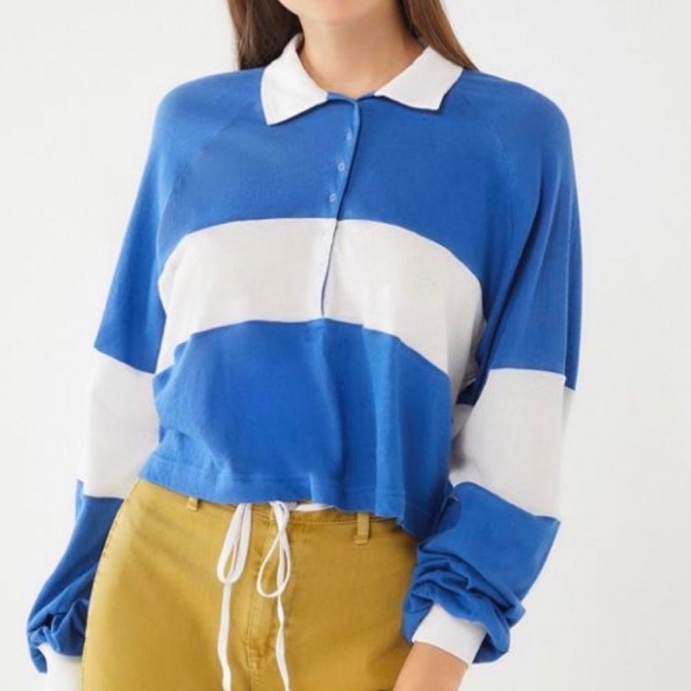Urban Outfitters Carson cropped long sleeve polo shirt